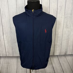 Polo Golf Ralph Lauren Men's XXL Navy Blue Weatherproof Full Zip Vest Large Pony